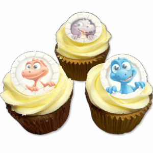 24 Pre-Cut Edible Wafer Dinosaur Cupcake Toppers (38mm) – Bright & Vibrant Designs